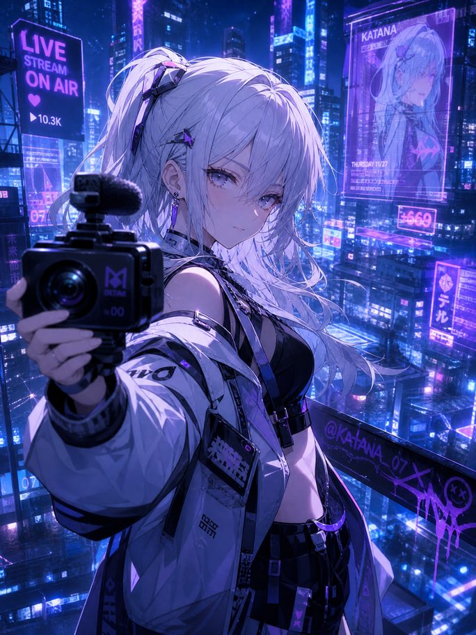 同人动漫动漫直播-银发少女创作直播间